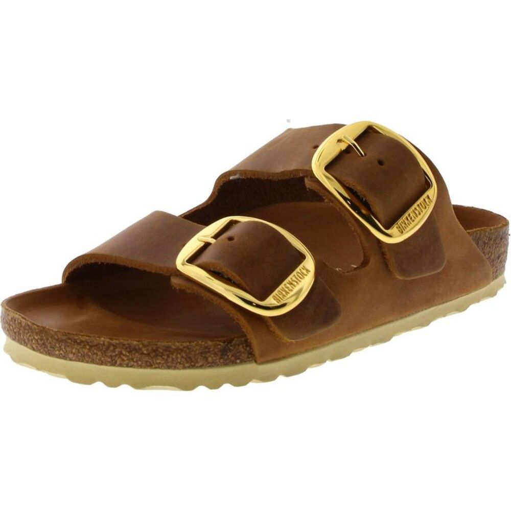Birkenstock Womens Tan Leather Summer Slip On Slide Sandals Shoes New